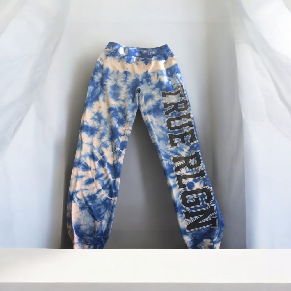 True Religion Kids Tie-Dye Joggers in Blue and Cream